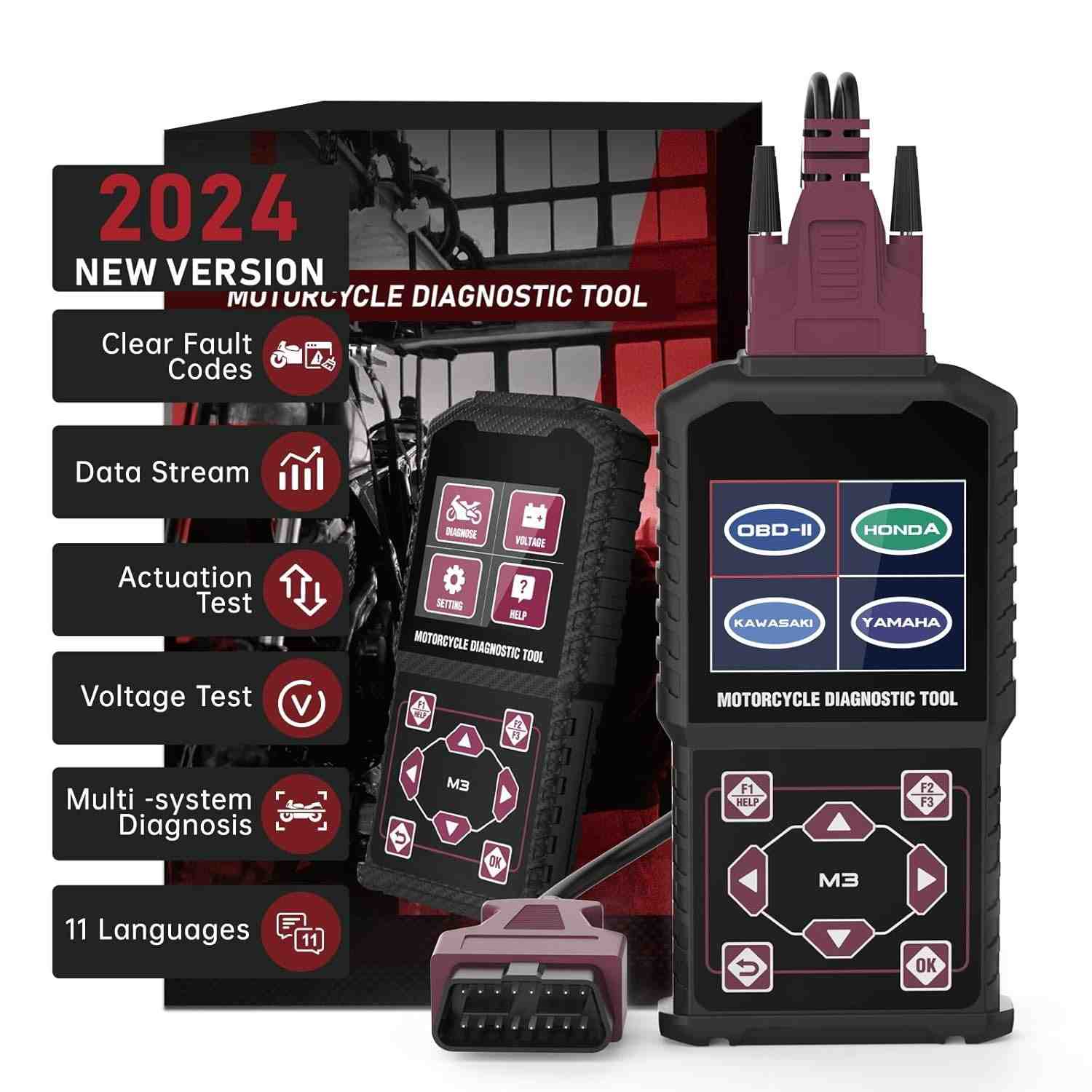 Scanner OBD2 para Motos: Diagnóstico Completo Yamaha, Honda, Kawasaki e Mais!