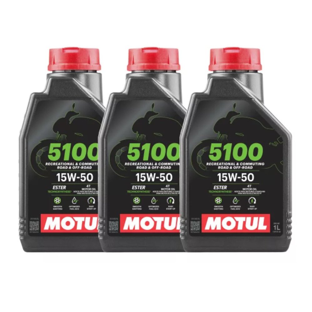 Motul 5100 4T 15W50: Kit 3 Lubrificantes Semissintéticos