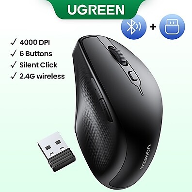 Mouse Ergonômico UGREEN Silencioso Bluetooth 2.4G