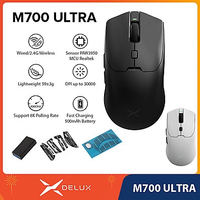 Mouse Gamer Delux M700 Ultra: 30000 DPI e 8000Hz