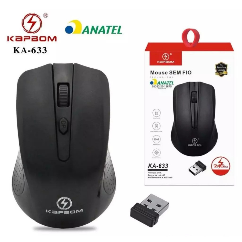 Mouse Sem Fio Recarregável Dupla Conexão USB/Bluetooth