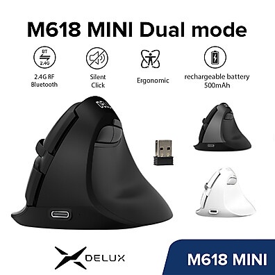 Mouse Vertical Ergonômico Delux M618mini: Conforto e Silêncio