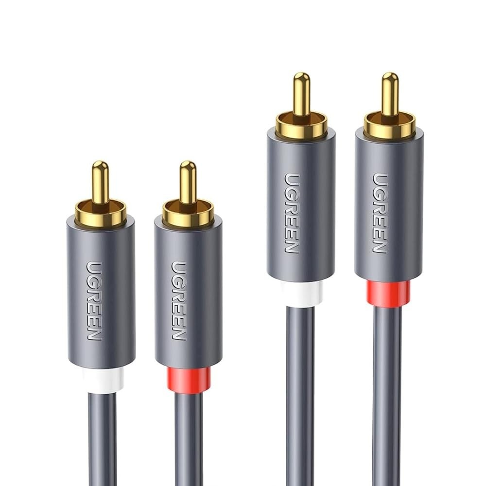 Cabo de Áudio 2RCA 1 Metro Preto: Som Impecável com Conectores Banhados a Ouro | MPOWER