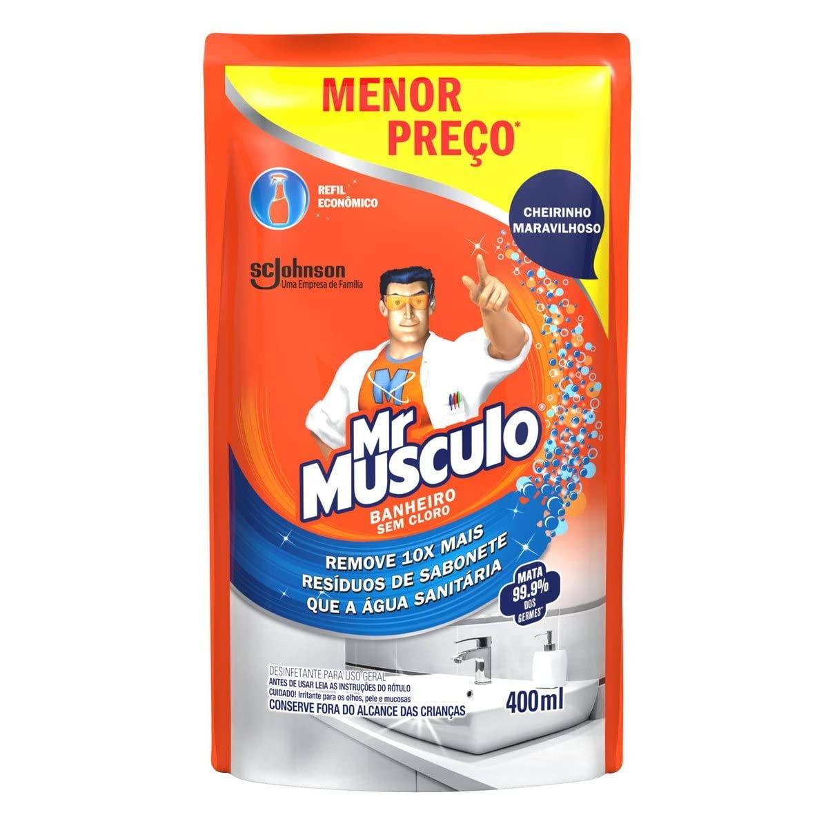 Mr. Músculo Desinfetante Banheiro Sem Cloro - Refil Sachê 400ml