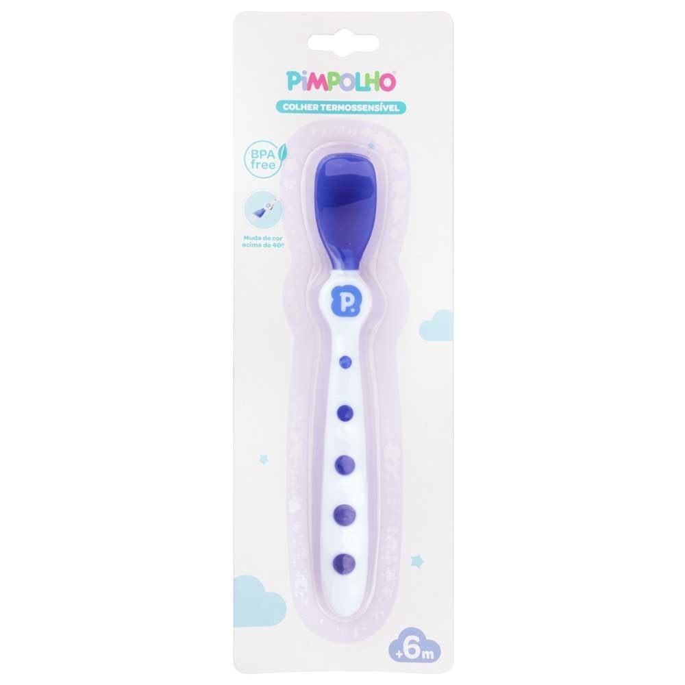 Colher Termossensível Pimpolho Azul - Muda de Cor com Comida Quente