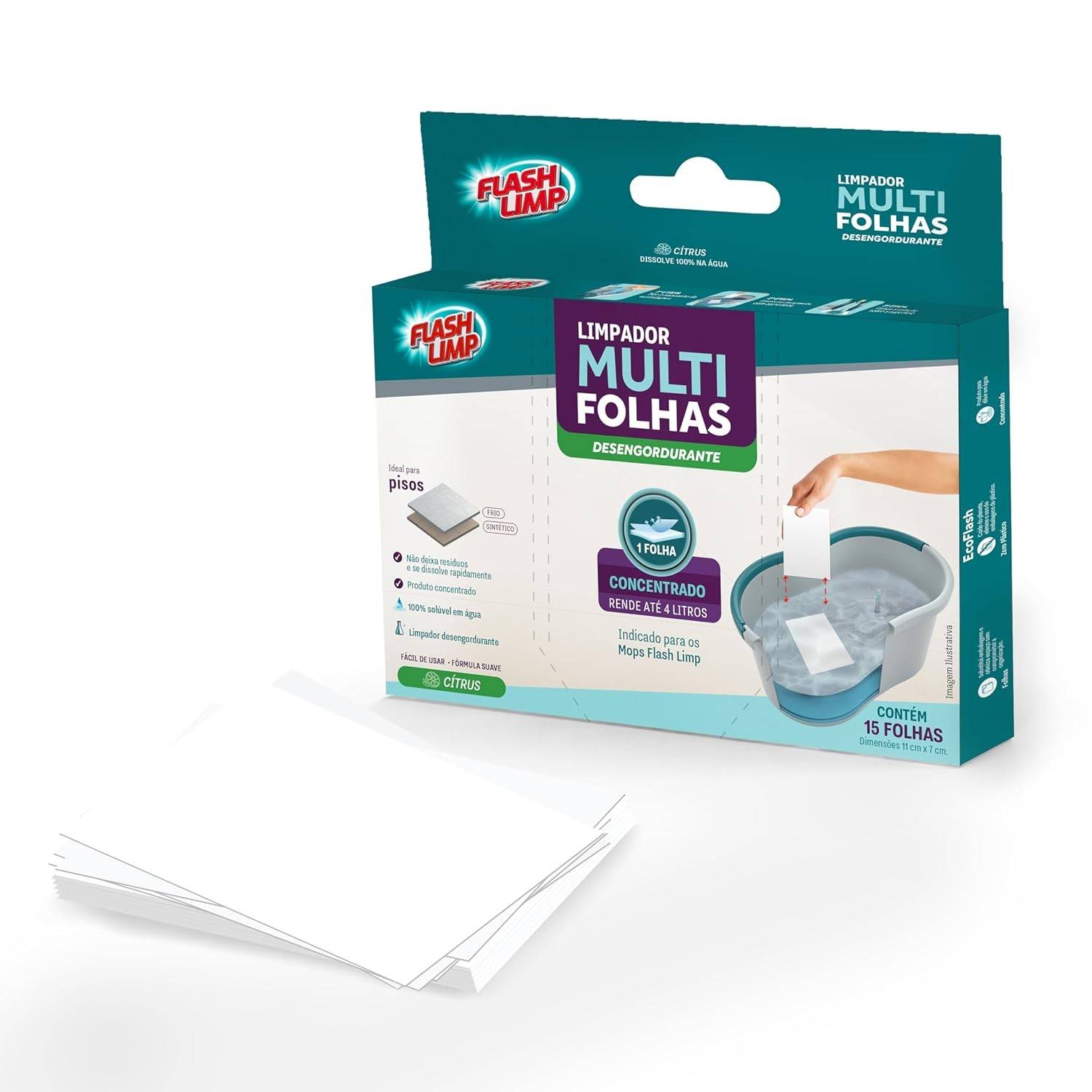 Limpador Multi Folhas Desengordurante - 15 Folhas Concentradas para Limpeza Inteligente