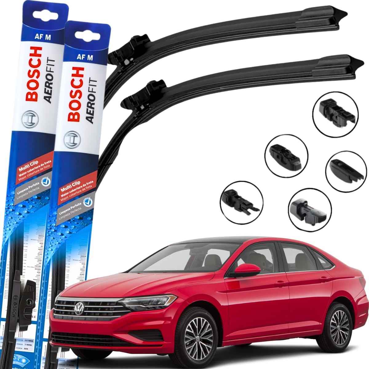 Par de Palhetas Limpador Parabrisa Bosch Aerofit Multiclip para Jetta (2019-2024)