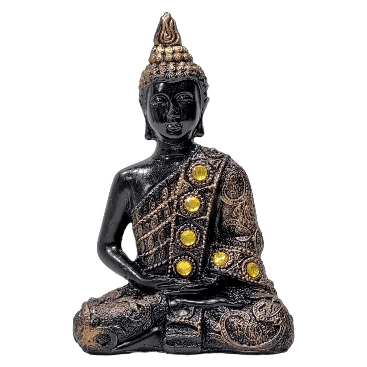 Estátua de Buda Hindu Meditando - Tibetano Tailandês Multicolorido (Preto) - Decoração e Harmonia Espiritual