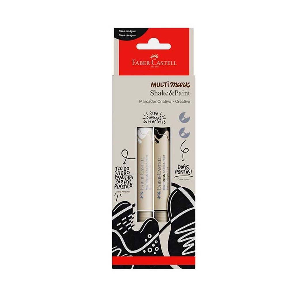 Multimark Faber-Castell: Pincel 2 Cores Preto e Branco