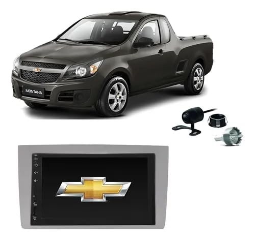 Kit Multimídia MP5 com Câmera de Ré e Moldura para Chevrolet Montana