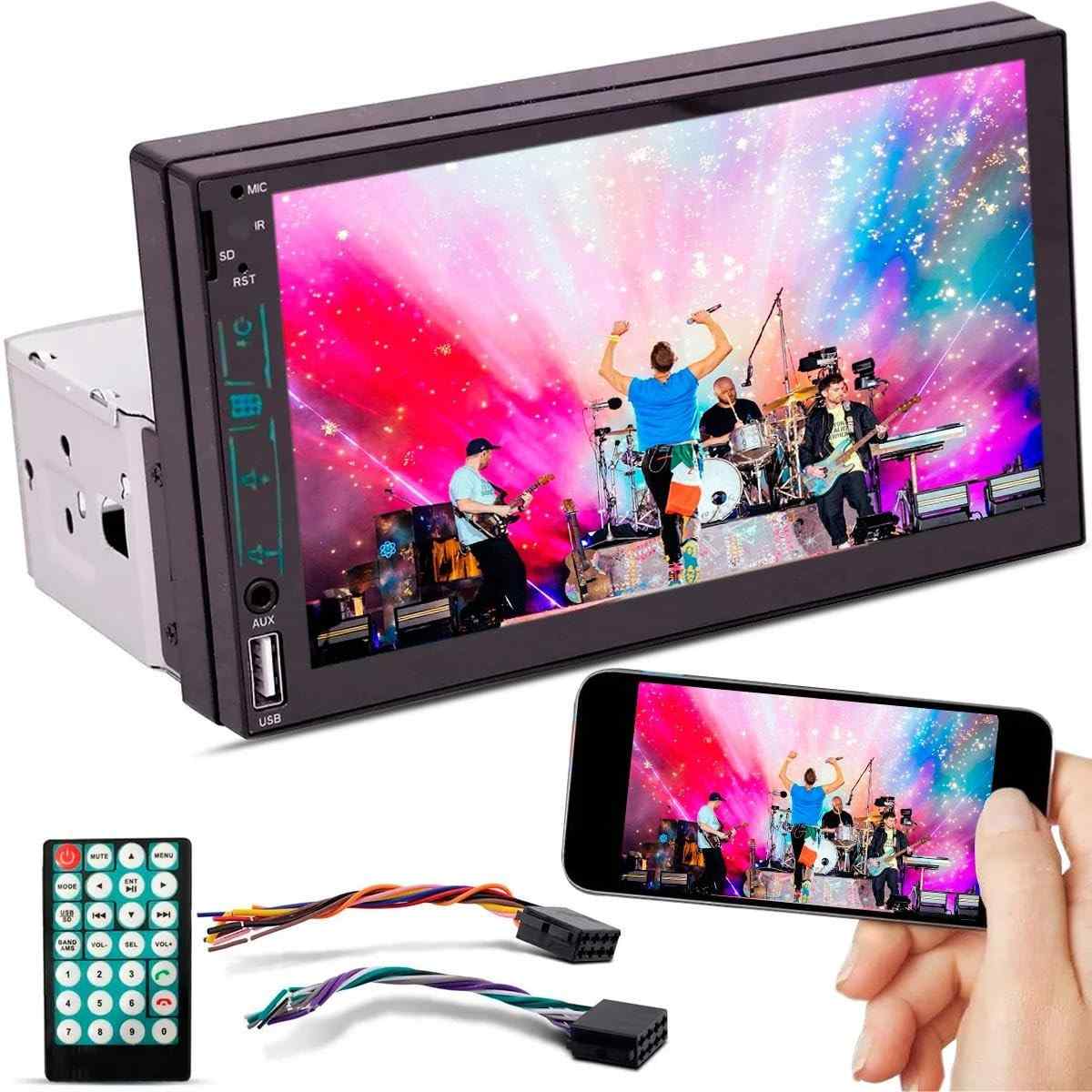 Central Multimídia H-Tech HT-2700 7" MP5: Espelhamento Android/iPhone, USB, Bluetooth e Câmera de Ré