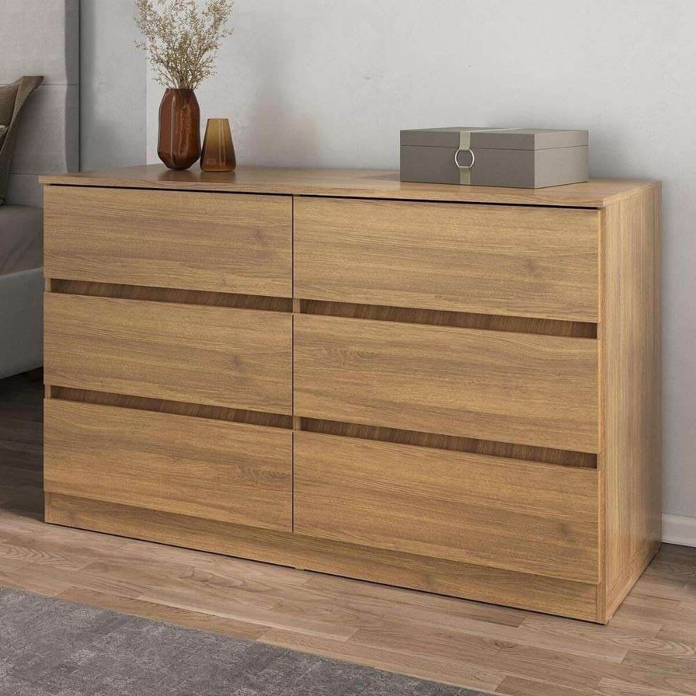 Cômoda com 6 Gavetas 120cm Multimóveis Mp4396 - Acabamento Madeirado Moderno