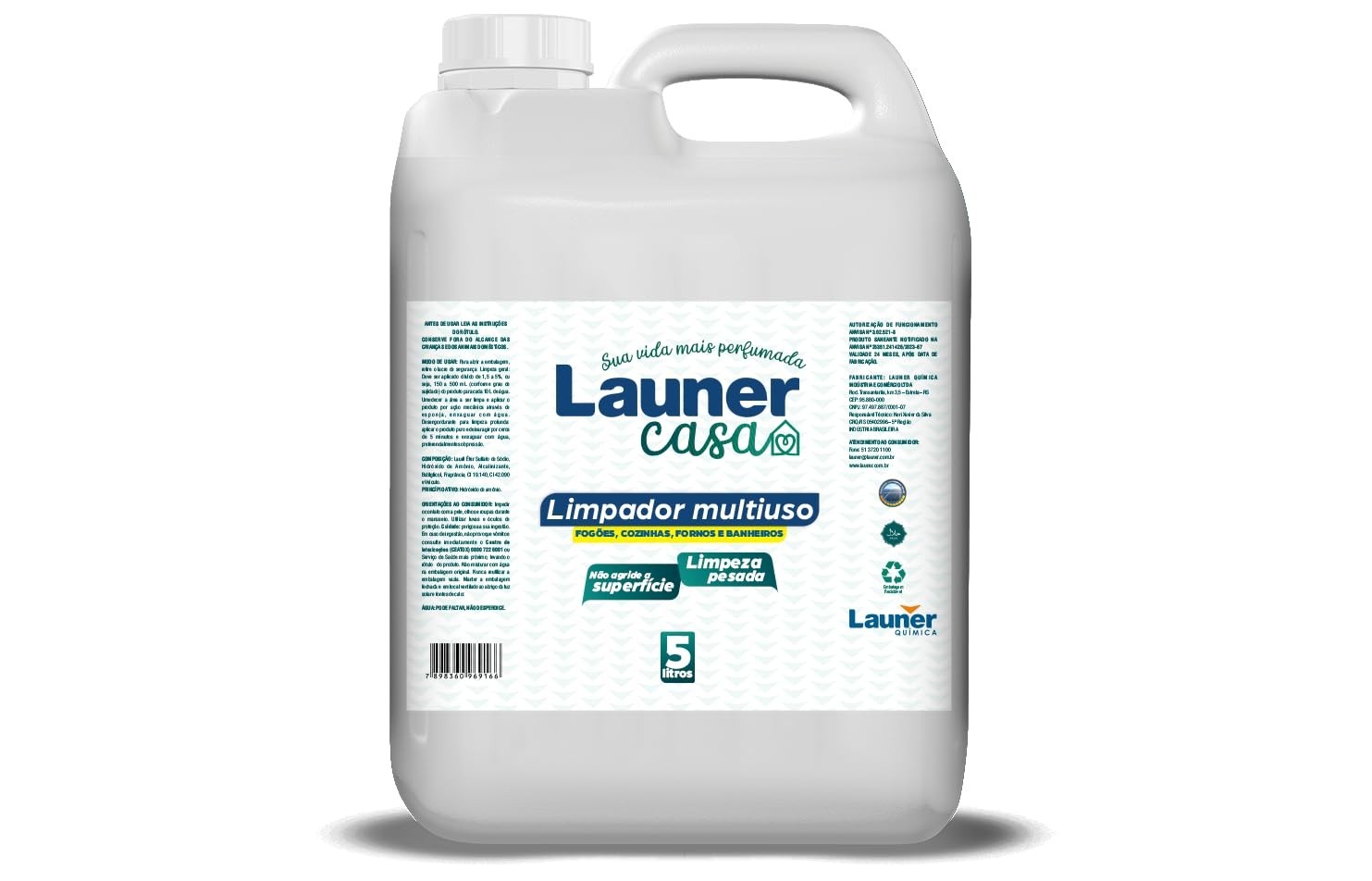 Launer Casa Limpador Multiuso 5L - Limpeza Pesada e Desengordurante Eficiente para Todos os Ambientes