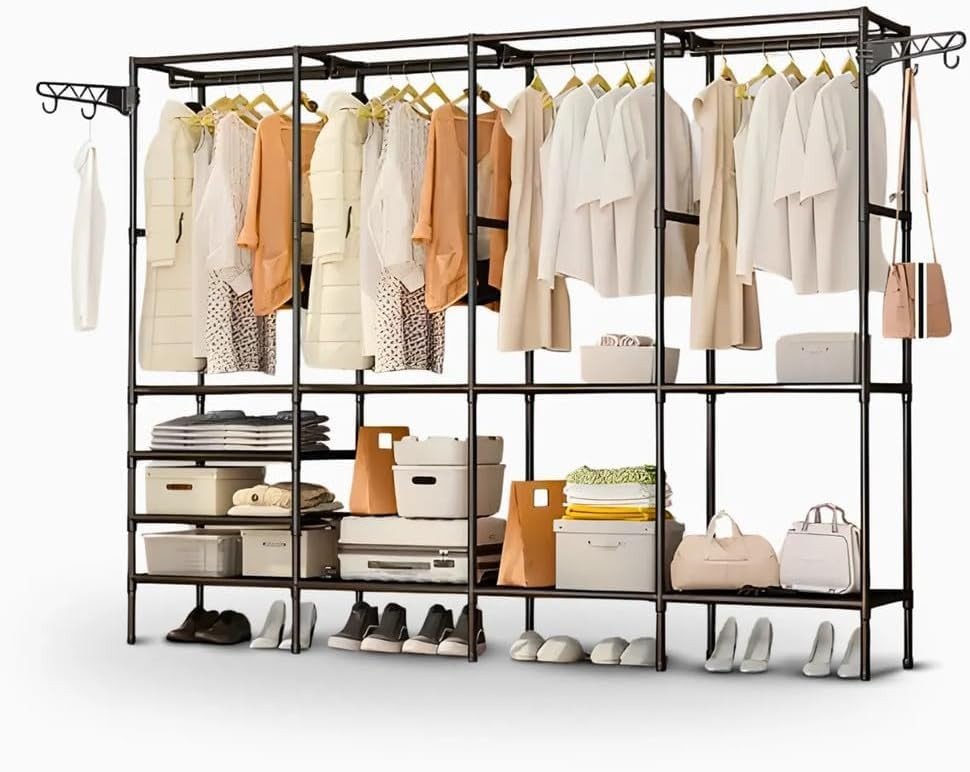 Arara Sapateira Cabideiro Multiuso com 4 Colunas e 10 Prateleiras – Organize Roupas e Sapatos com Estilo e Praticidade