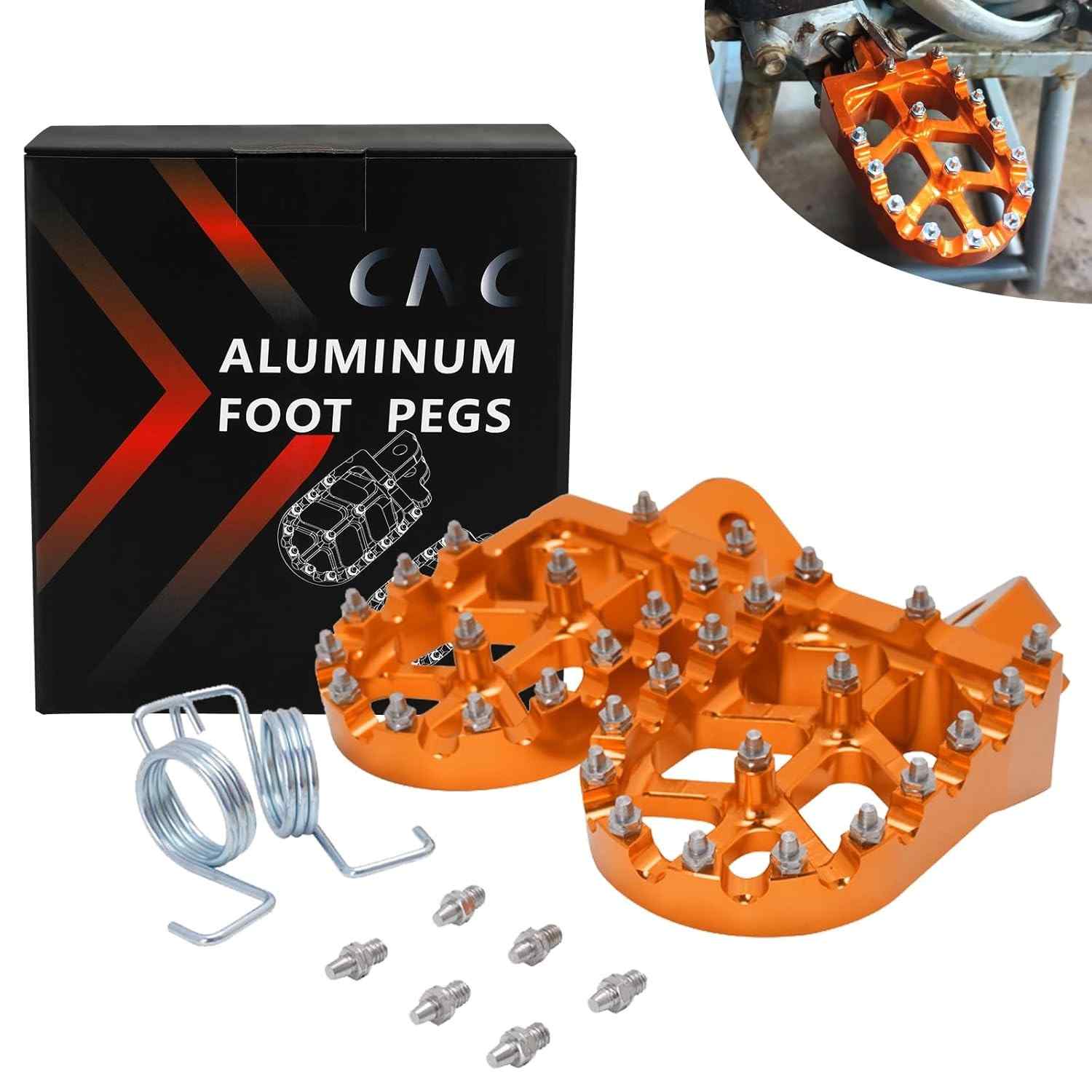 Pedaleiras Largas Billet MX JFG RACING para Kawasaki e KTM - Performance e Durabilidade Laranja
