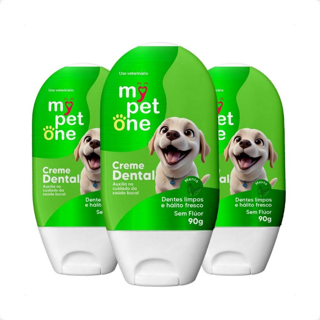 Mypetone: Kit 3 Creme Dental para Cães e Gatos