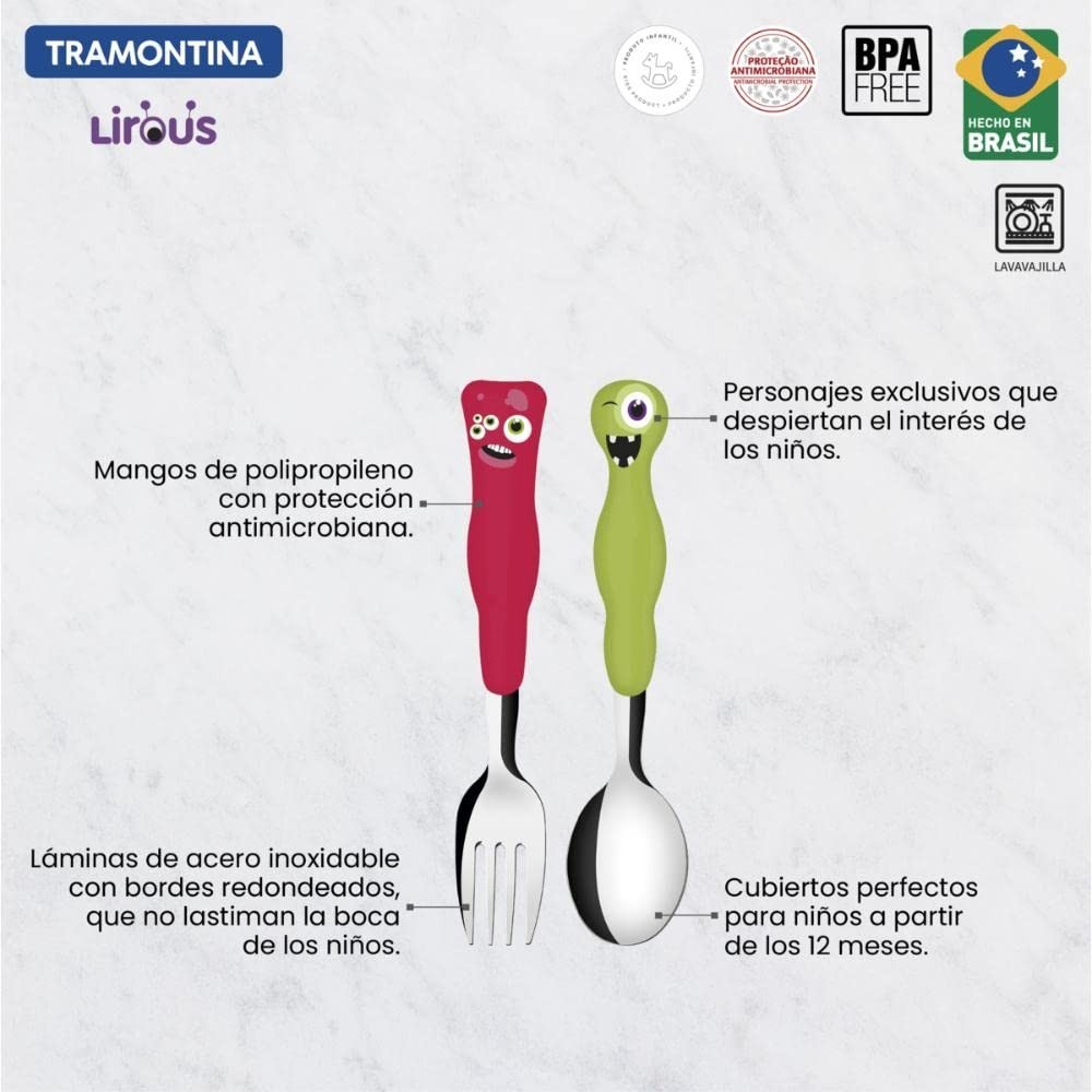 Jogo de Talheres Infantil Colorido Tramontina Lirous - Segurança e Diversão na Alimentação