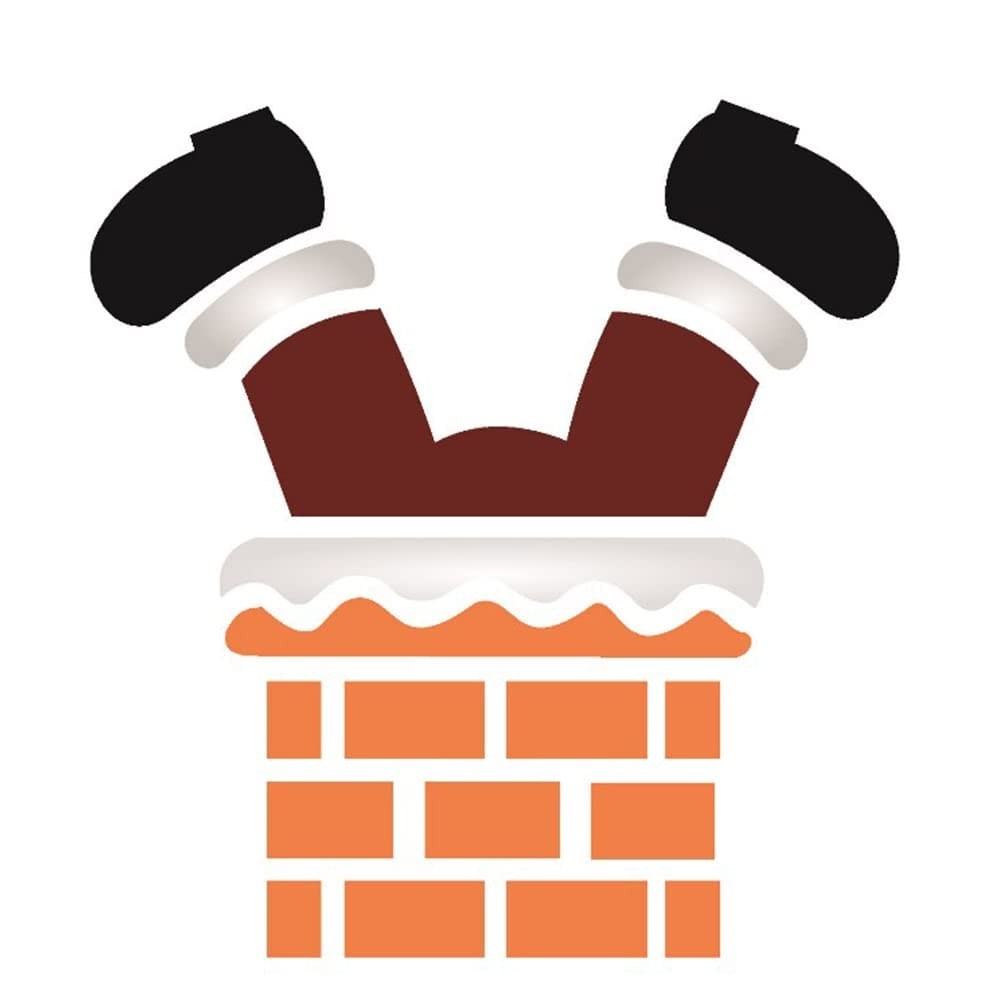 Stencil de Acetato Natalino Papai Noel na Chaminé - 14x14cm para Artesanato e Decoração