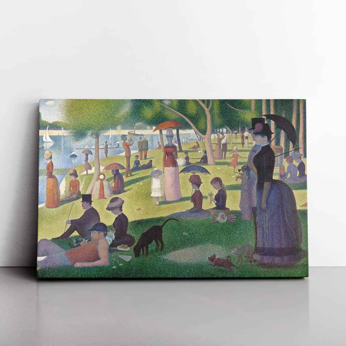 Quadro Uma Tarde de Domingo na Ilha de Grande Jatte - Georges Seurat 60x40cm | Arte Clássica em Canvas Premium