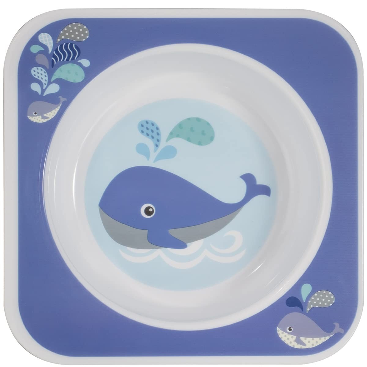 KaBaby Prato Bowl Quadrado Baleia Azul – Estilo e Segurança na Alimentação Infantil