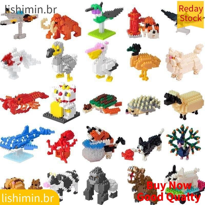 Nano Blocos Animais: Monte Seu Beagle, Tubarão e Mais!