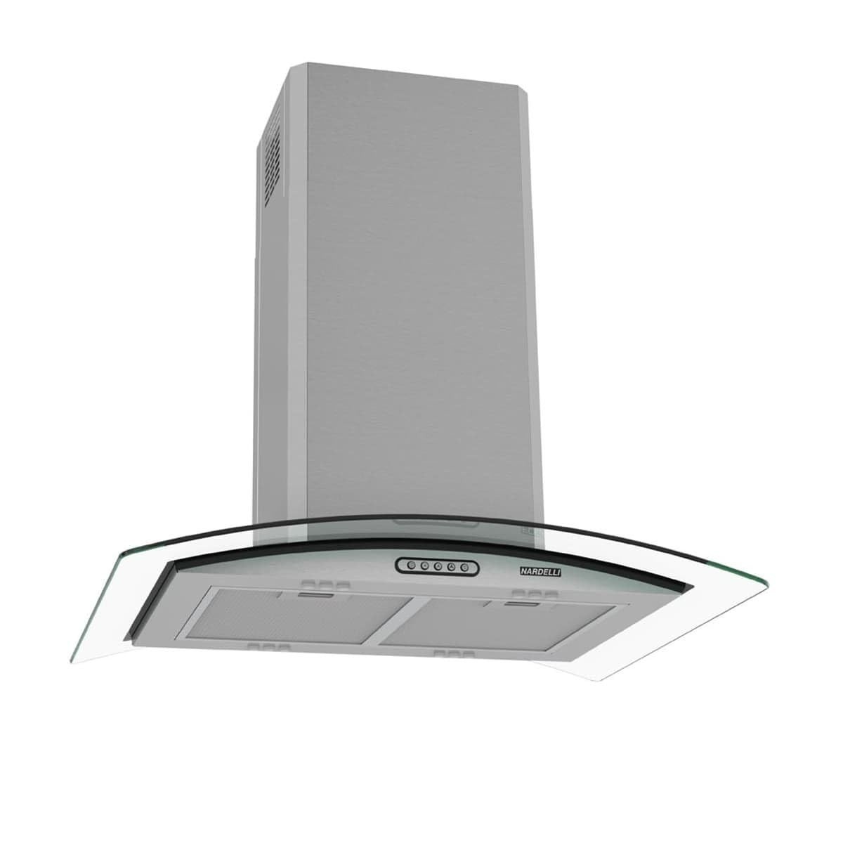 Coifa Exaustor Ilha Vidro Curvo 75cm Inox Nardelli - 4 a 6 Bocas, 220V, LED, 3 Velocidades