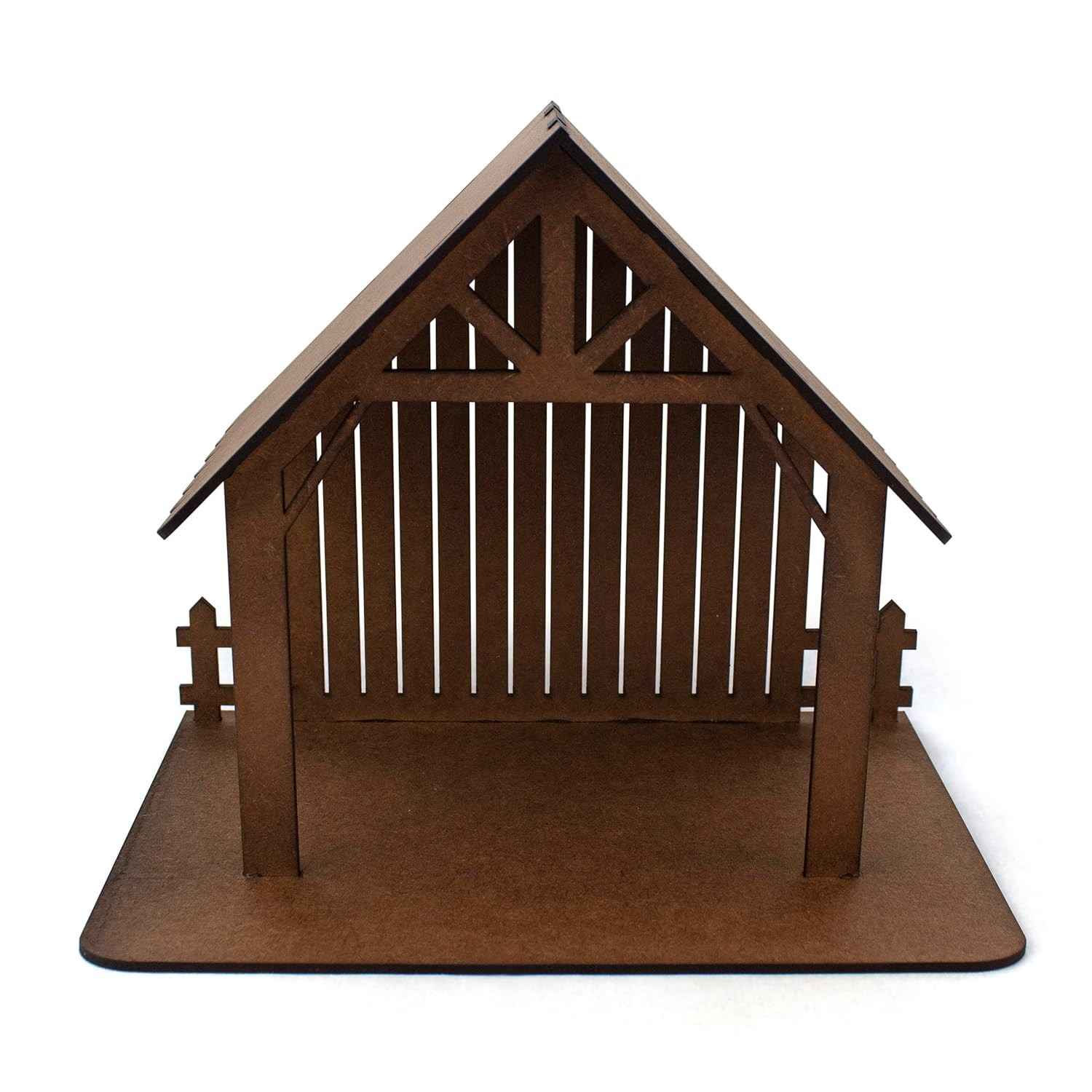 Casa Rústica para Presépio em MDF 20 cm - Decoração Natalina Elegante e Durável