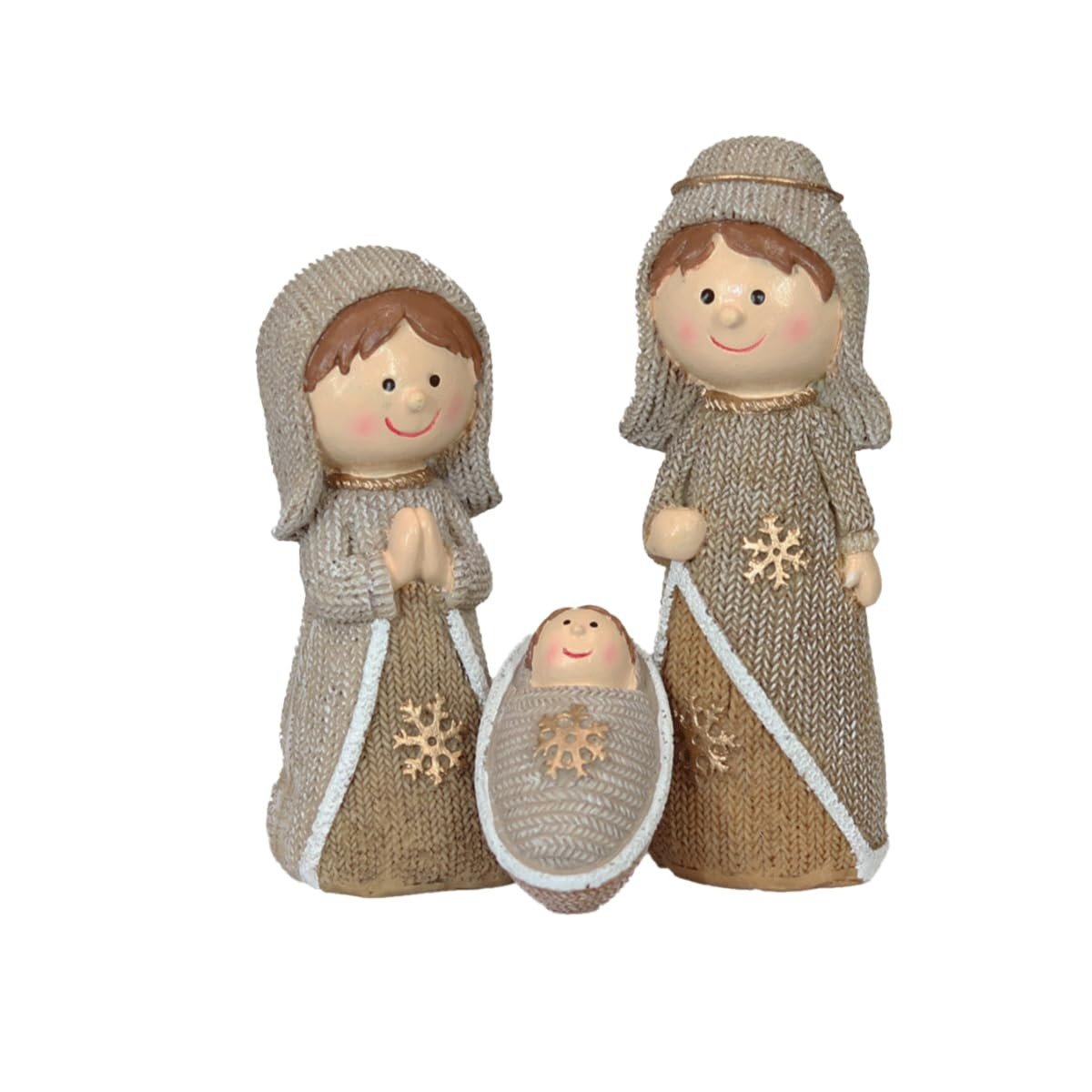 Sagrada Família Presépio Natalino em Poliresina 14cm - Decoração Religiosa Premium