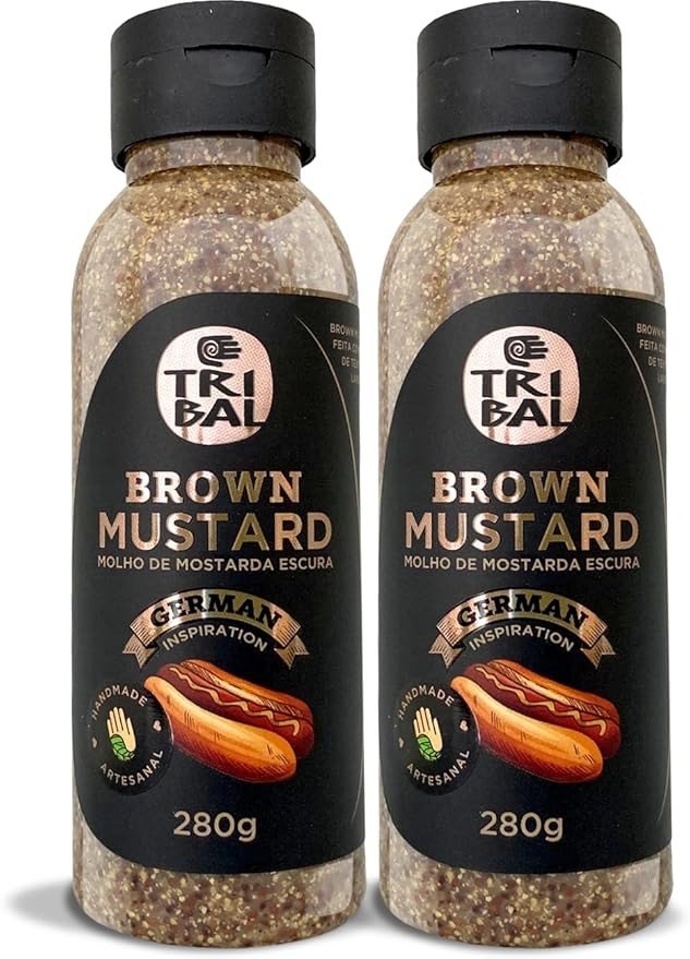 Mostarda Escura Rústica Tipo Alemã, 6 Ingredientes Naturais, Molho Nostálgico, Textura e Sabor Originais, Ideal para Carne de Porco e Batatas, Embalagem de 2 Unidades