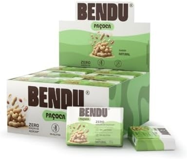 Paçoca com Whey Protein 528g (24 unid. De 22g) - Natural - Bendú, Bendú