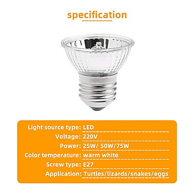 Lâmpada UVA/UVB 75W 220V para Répteis e Tartarugas – Aquecimento Natural