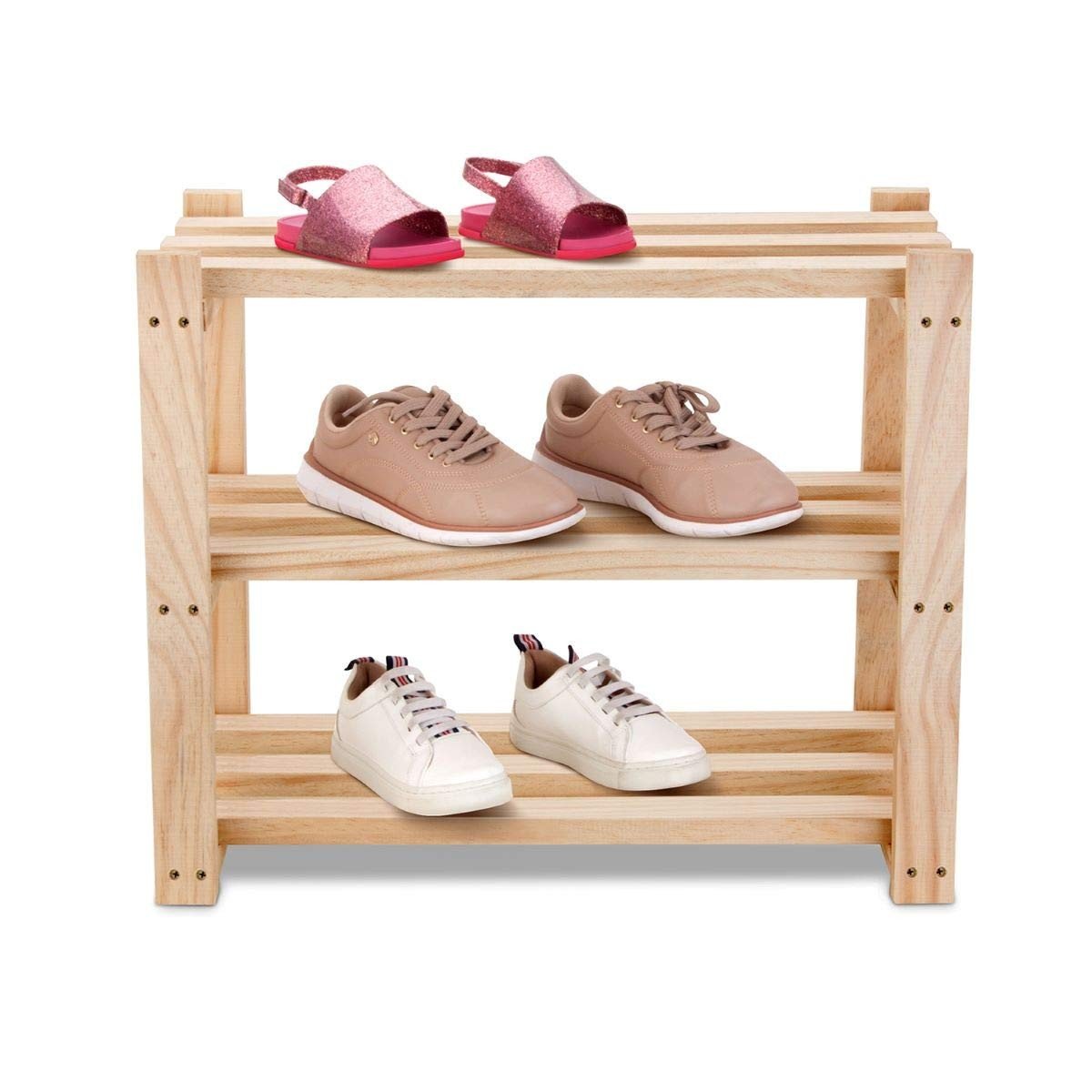 Sapateira de Madeira Pinus Natural com 3 Prateleiras – Organize seu Espaço com Estilo