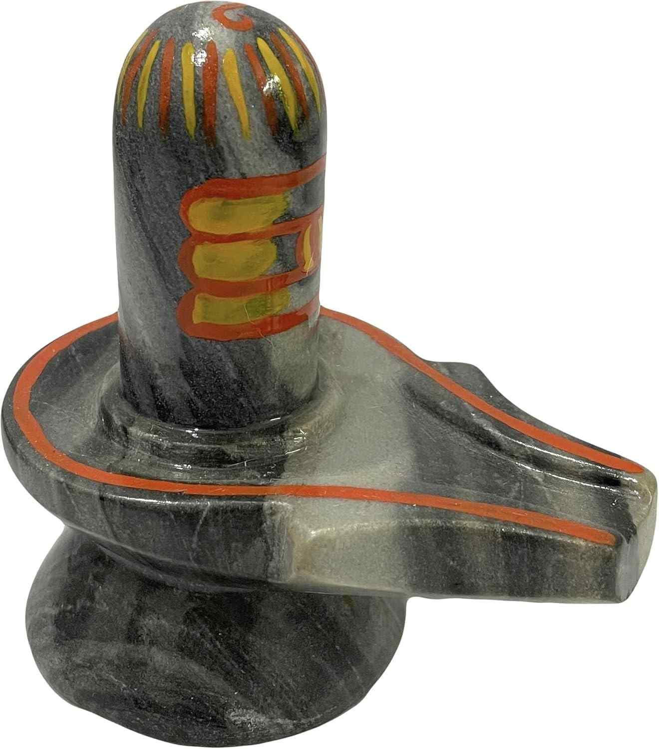 Mármore Natural Lord Shiva Lingam - Escultura Sagrada para Ritual e Decoração (12 cm)
