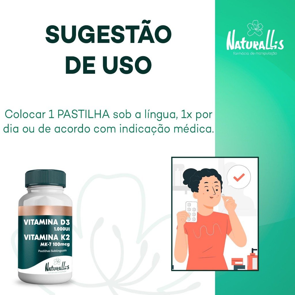 Vitamina D3 1000UI + K2 MK-7 100mcg - Naturallis