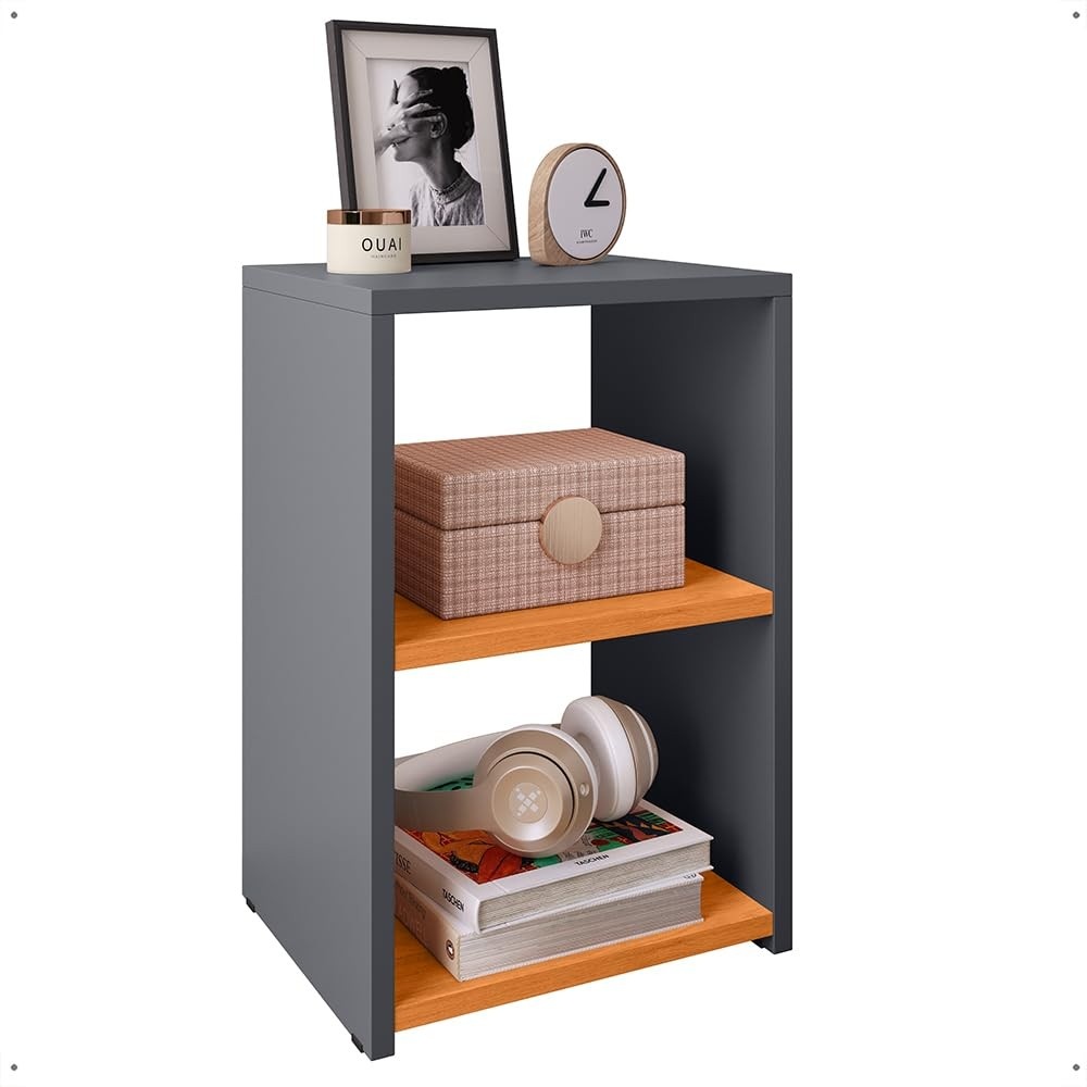 Mesa de Cabeceira com Nicho Basic New Bide – Estilo Retrô em Cinza Nature