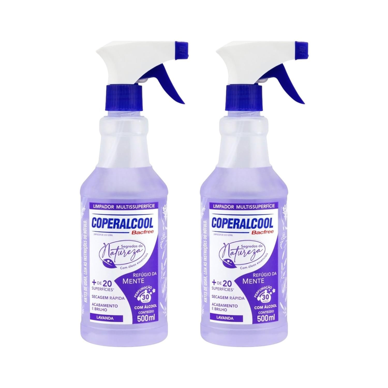 Kit 2 Coperalcool Segredos da Natureza Lavanda 500ml - Limpador Multissuperfícies com Aroma Relaxante