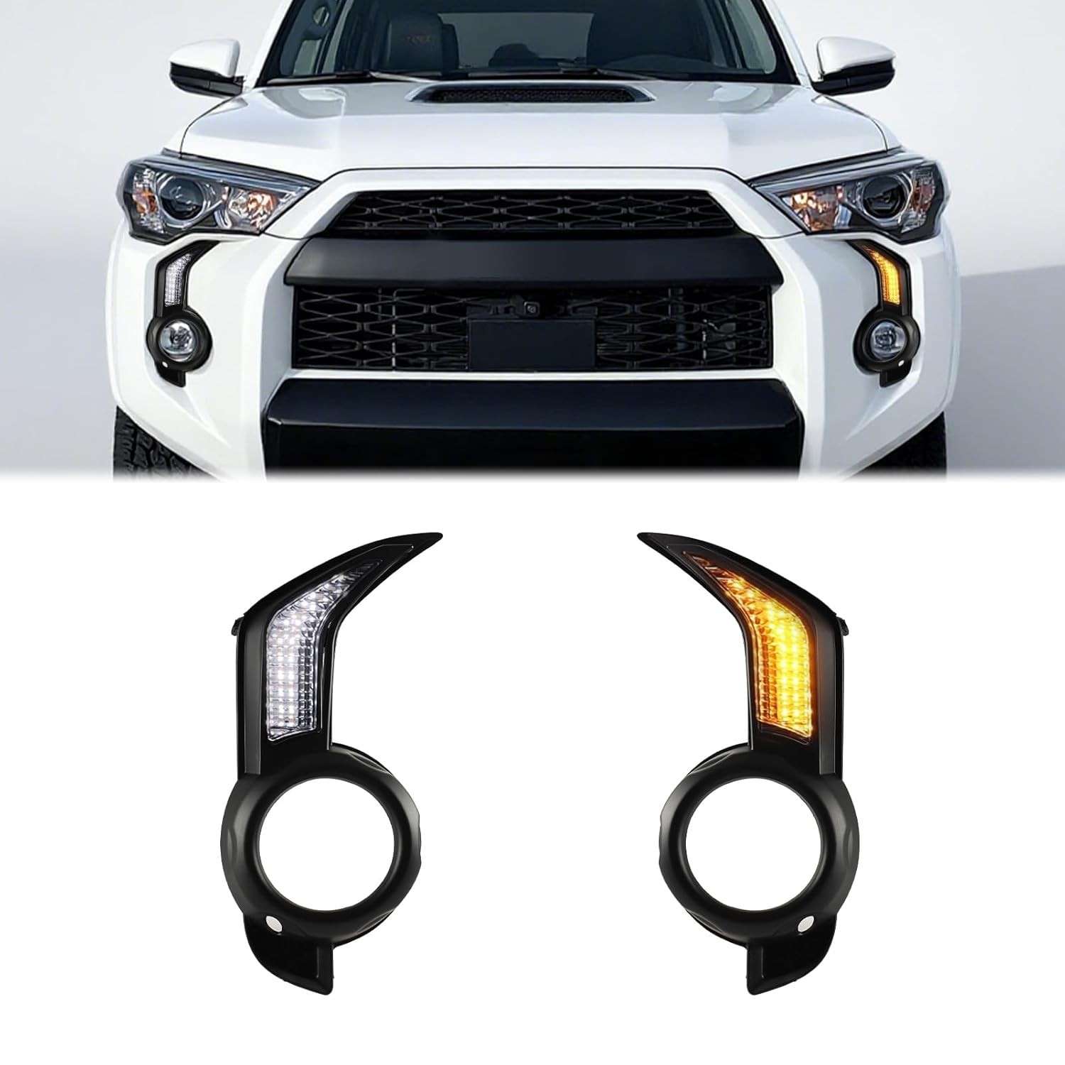Faróis de Neblina LED Toyota 4Runner 5ª Geração (2014-2024) - DRL Branco e Seta Âmbar Sequencial