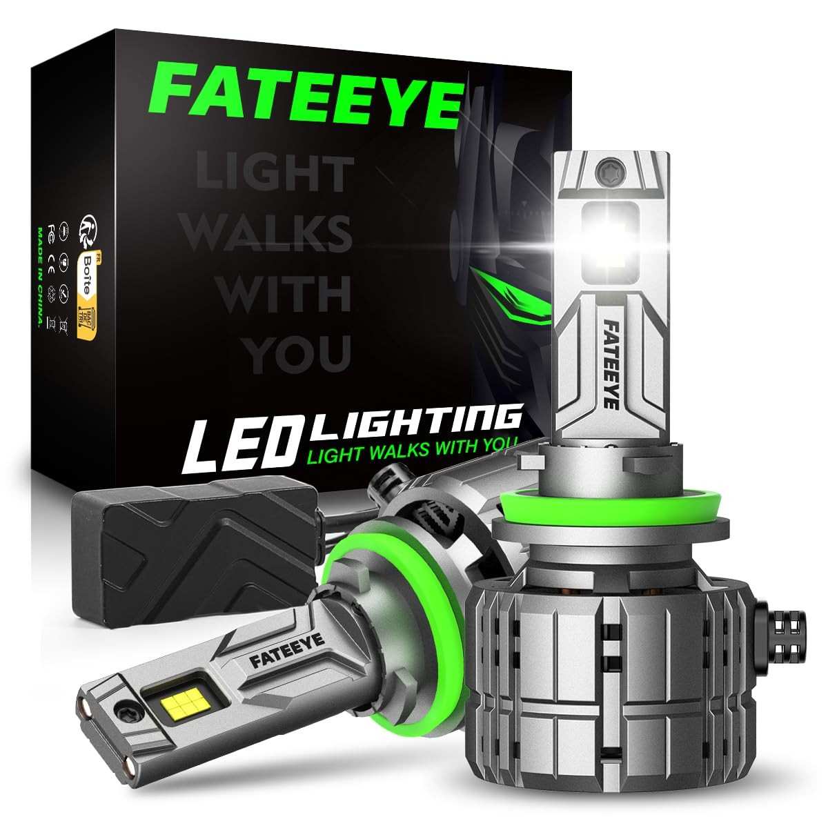 Lâmpada de Farol de Neblina H11 FateEye: 90.000LM, 6500K Branco Frio, IP68 - Iluminação Superior e Segurança