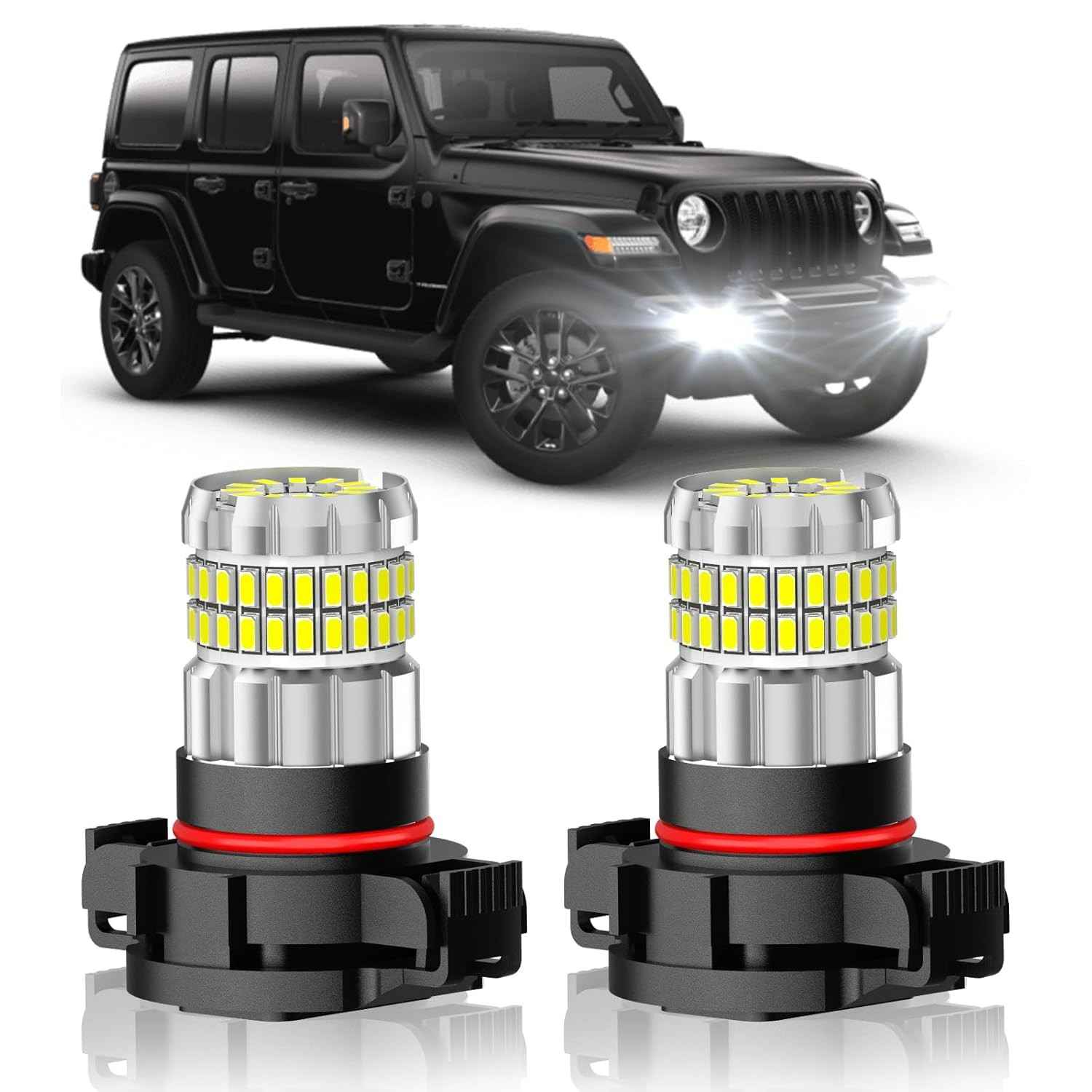 Luz de Neblina LED 13000LM para Jeep Wrangler 2010-2023: Super Brilhante 6000K Branco Frio, 360° Iluminação, Plug and Play