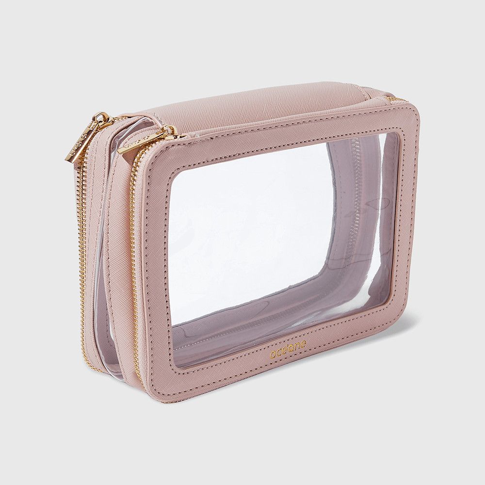 Nécessaire Nude Transparente Double Crystal Case: Organize com Estilo