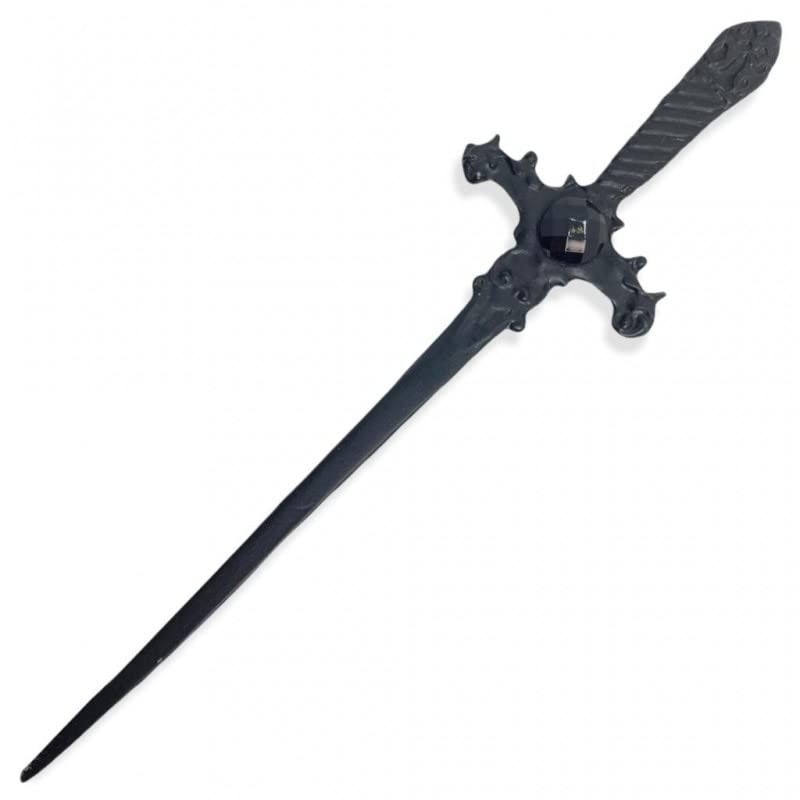 Adaga Cigana em Metal Negro com Pedra Preta - 15 cm - Estilo e Tradição