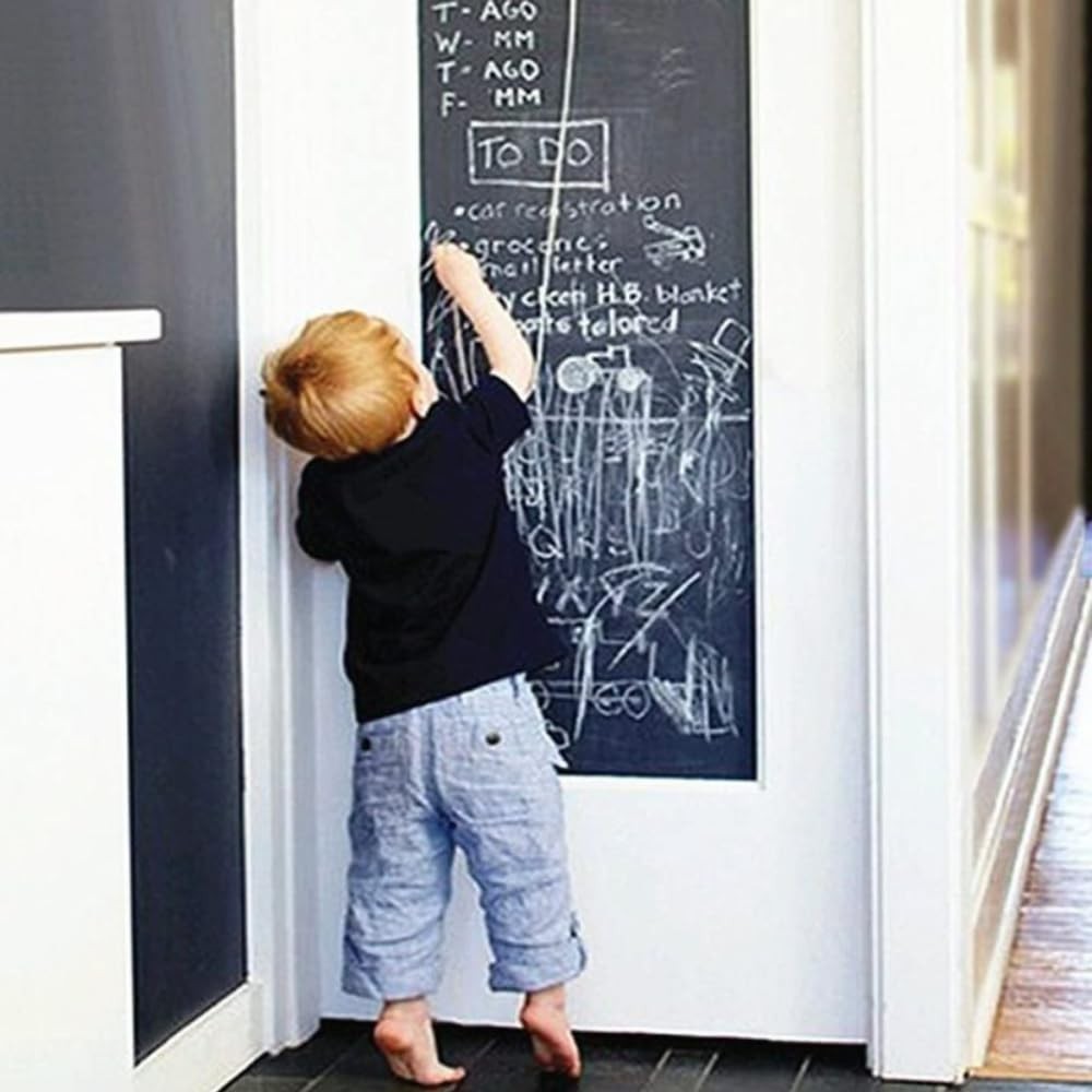 Adesivo Lousa Quadro Negro 2m x 45cm - Superfície para Escrever com Giz, Preto Fosco