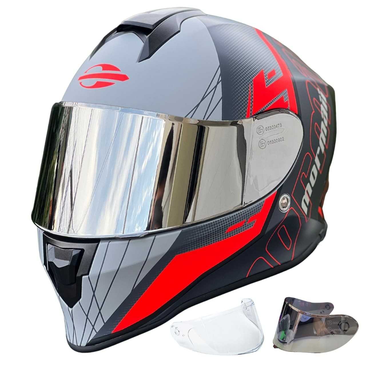 Capacete Mormaii Neon Red Fechado: Segurança e Estilo Original com Viseira Espelhada + Transparente