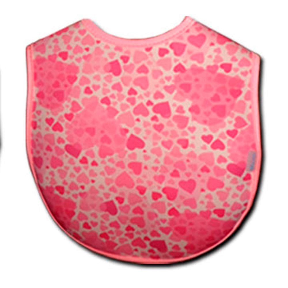 Babadores de Neoprene Clingo com Estampa Hearts Rosa - Bolso Coletor e Segurança Total