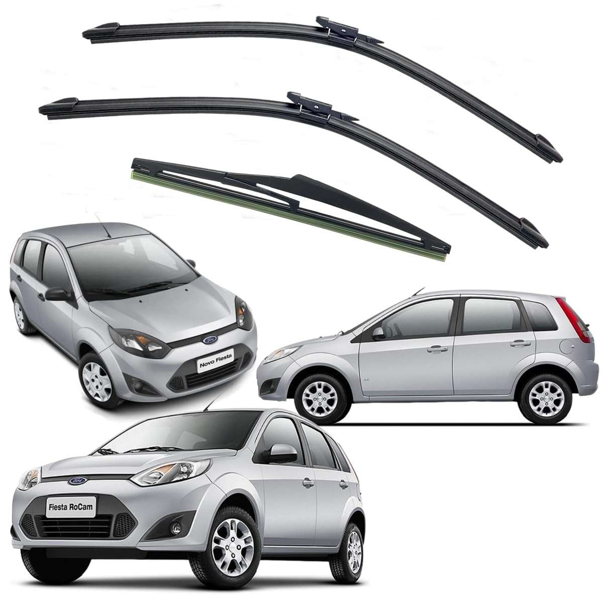 Kit 3 Palhetas Limpador Para-brisa Silicone Chuva Fiesta e New Fiesta (1996-2019)
