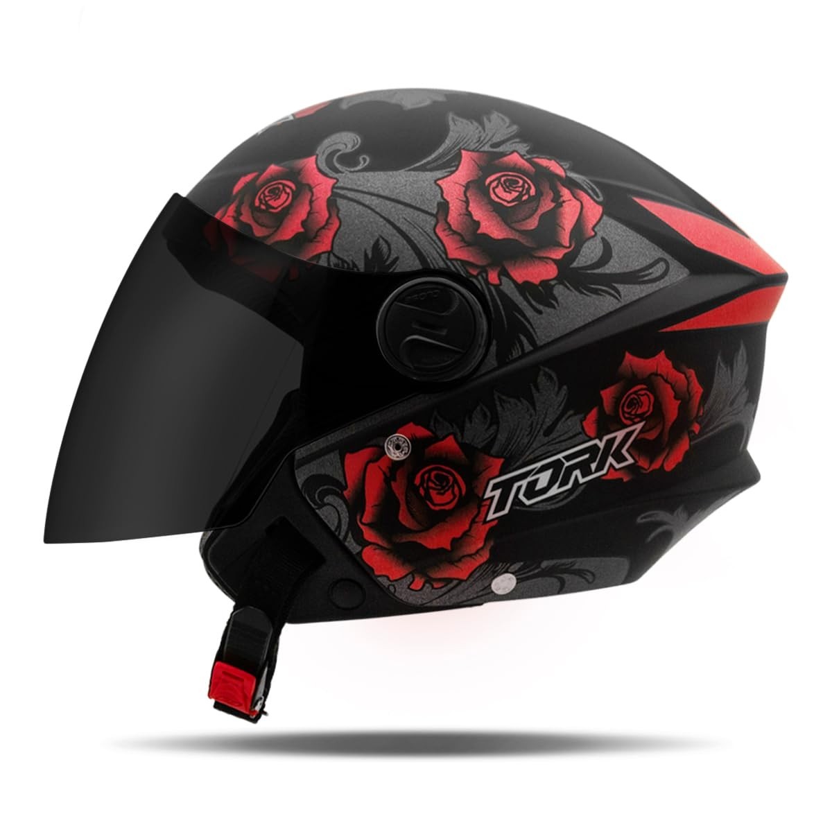 Capacete Aberto New Liberty 3 Flowers Vermelho Fosco - Estilo e Segurança para Você!