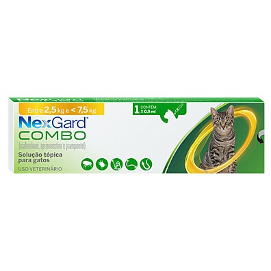 Nexgard Combo: Antipulgas, Sarnas e Vermes para Gatos (2,5kg a 7,5kg)