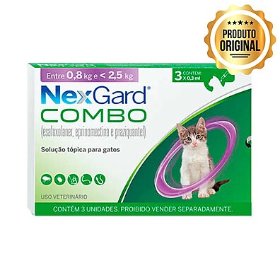 Nexgard Combo: Proteção 3 em 1 para Gatos até 2,5kg