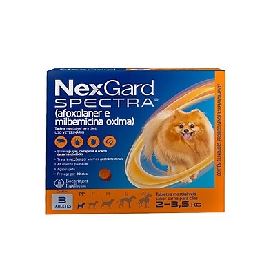 Nexgard Spectra 3 Tabletes - Proteção Completa contra Parasitas para Cães de 2 a 3,5 kg