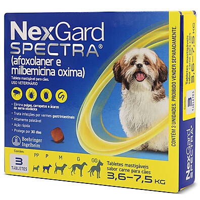 NexGard Spectra para Cães de 3,6 a 7,5 kg: Proteção Completa Contra Parasitas